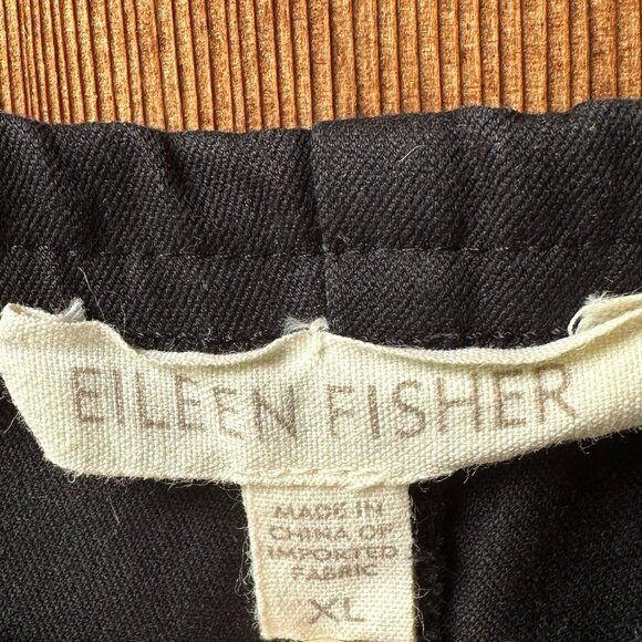 EUC Eileen Fisher Black Cotton Elastic Waist Pants w/Side Zip in Women's X-Large - Picture 3 of 7